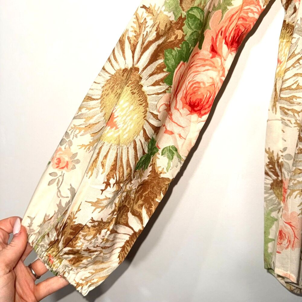 Tuckernuck Sun Faded Floral Pink Ruffle Collar Button Down Shirt - M - Picture 4 of 8